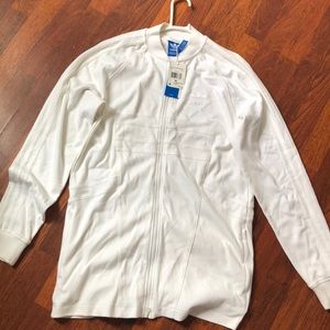 Adidas white zip up (sample) Missized